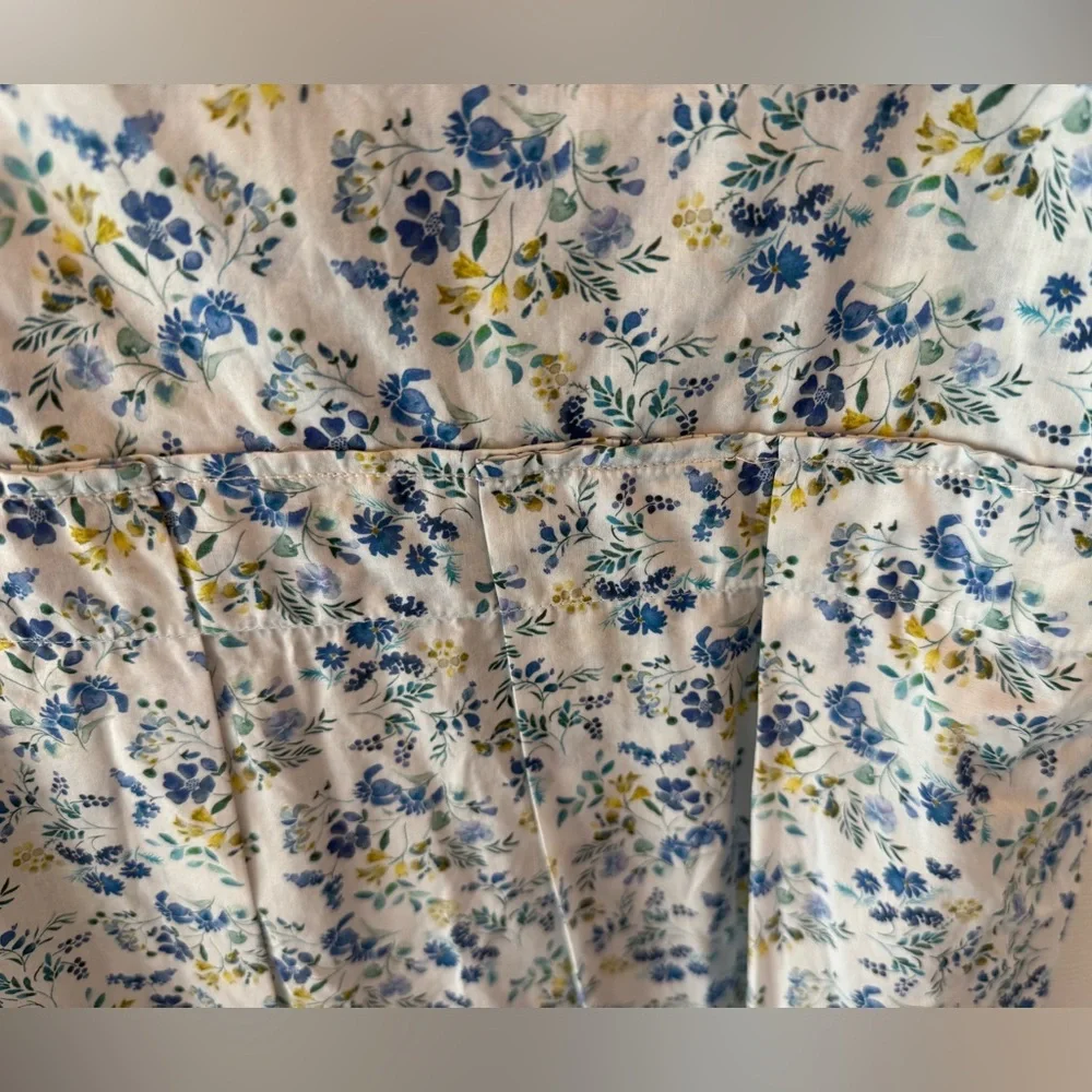 Mona Thalheimer Blue ditzy floral empire waist 100% cotton maxi dress size small - Picture 4 of 16